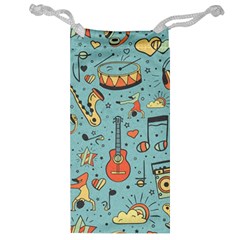 Seamless-pattern-musical-instruments-notes-headphones-player Jewelry Bag by Amaryn4rt