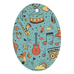 Seamless-pattern-musical-instruments-notes-headphones-player Oval Ornament (two Sides) by Amaryn4rt