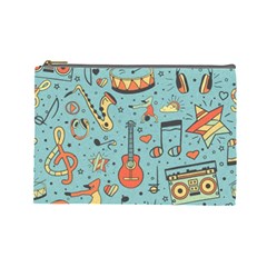 Seamless-pattern-musical-instruments-notes-headphones-player Cosmetic Bag (large) by Amaryn4rt