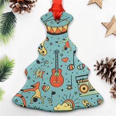 Seamless-pattern-musical-instruments-notes-headphones-player Christmas Tree Ornament (two Sides) by Amaryn4rt