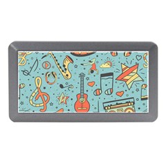 Seamless-pattern-musical-instruments-notes-headphones-player Memory Card Reader (mini) by Amaryn4rt