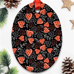 Seamless-vector-pattern-with-watermelons-hearts-mint Ornament (oval)