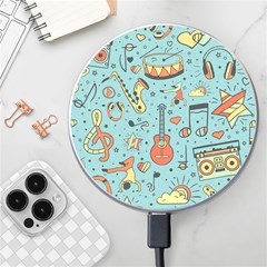 Seamless-pattern-musical-instruments-notes-headphones-player Wireless Fast Charger(white) by Amaryn4rt