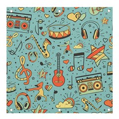 Seamless-pattern-musical-instruments-notes-headphones-player Banner And Sign 4  X 4  by Amaryn4rt