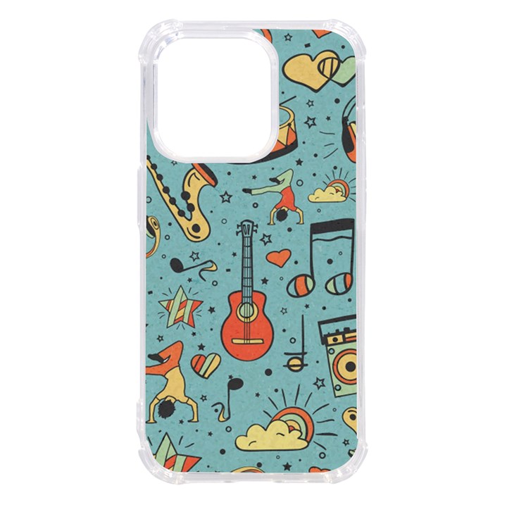 Seamless-pattern-musical-instruments-notes-headphones-player iPhone 14 Pro TPU UV Print Case