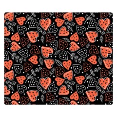 Seamless-vector-pattern-with-watermelons-hearts-mint Two Sides Premium Plush Fleece Blanket (small) by Amaryn4rt