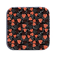 Seamless-vector-pattern-with-watermelons-hearts-mint Square Metal Box (black) by Amaryn4rt