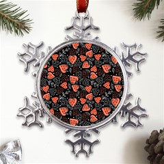 Seamless-vector-pattern-with-watermelons-hearts-mint Metal Large Snowflake Ornament by Amaryn4rt