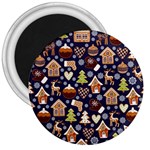 Winter-seamless-patterns-with-gingerbread-cookies-holiday-background 3  Magnets Front