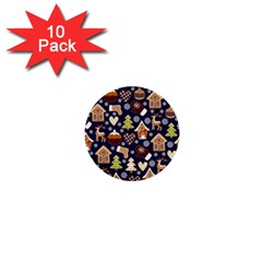 Winter-seamless-patterns-with-gingerbread-cookies-holiday-background 1  Mini Buttons (10 Pack)  by Amaryn4rt