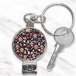 Winter-seamless-patterns-with-gingerbread-cookies-holiday-background Nail Clippers Key Chain Front