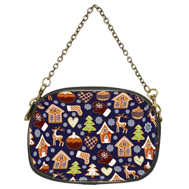 Winter-seamless-patterns-with-gingerbread-cookies-holiday-background Chain Purse (Two Sides)