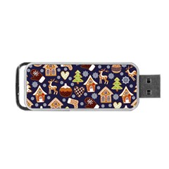 Winter-seamless-patterns-with-gingerbread-cookies-holiday-background Portable Usb Flash (two Sides) by Amaryn4rt