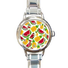 Watermelon-pattern-se-fruit-summer Round Italian Charm Watch