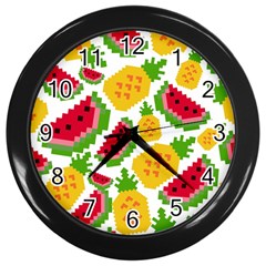 Watermelon-pattern-se-fruit-summer Wall Clock (black) by Amaryn4rt