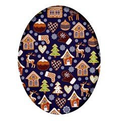 Winter-seamless-patterns-with-gingerbread-cookies-holiday-background Oval Glass Fridge Magnet (4 Pack) by Amaryn4rt