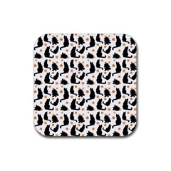 Black-cat-star-christmas-tree Rubber Coaster (square) by Amaryn4rt