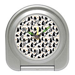 Black-cat-star-christmas-tree Travel Alarm Clock by Amaryn4rt