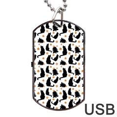 Black-cat-star-christmas-tree Dog Tag Usb Flash (two Sides) by Amaryn4rt