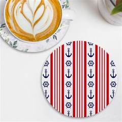 Nautical-papers-nautical-background Uv Print Round Tile Coaster by Amaryn4rt