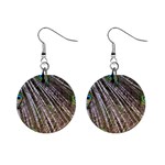 Peacock-feathers-pattern-colorful Mini Button Earrings Front