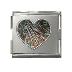 Peacock-feathers-pattern-colorful Mega Link Heart Italian Charm (18mm) by Amaryn4rt