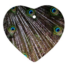 Peacock-feathers-pattern-colorful Heart Ornament (two Sides) by Amaryn4rt