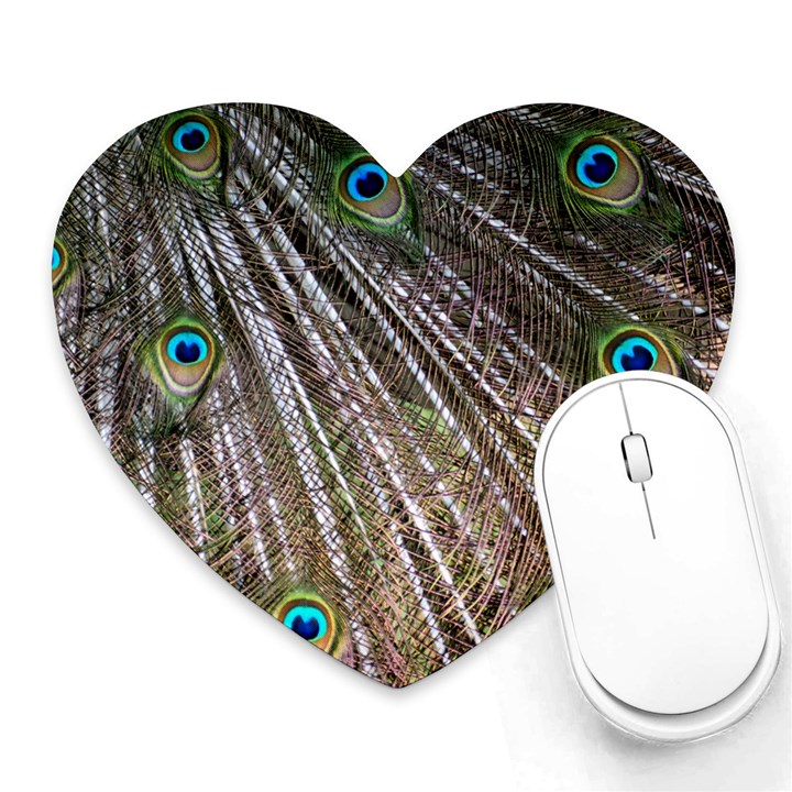 Peacock-feathers-pattern-colorful Heart Mousepad