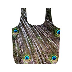 Peacock-feathers-pattern-colorful Full Print Recycle Bag (m) by Amaryn4rt