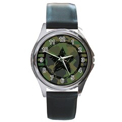 Military-camouflage-design Round Metal Watch by Amaryn4rt