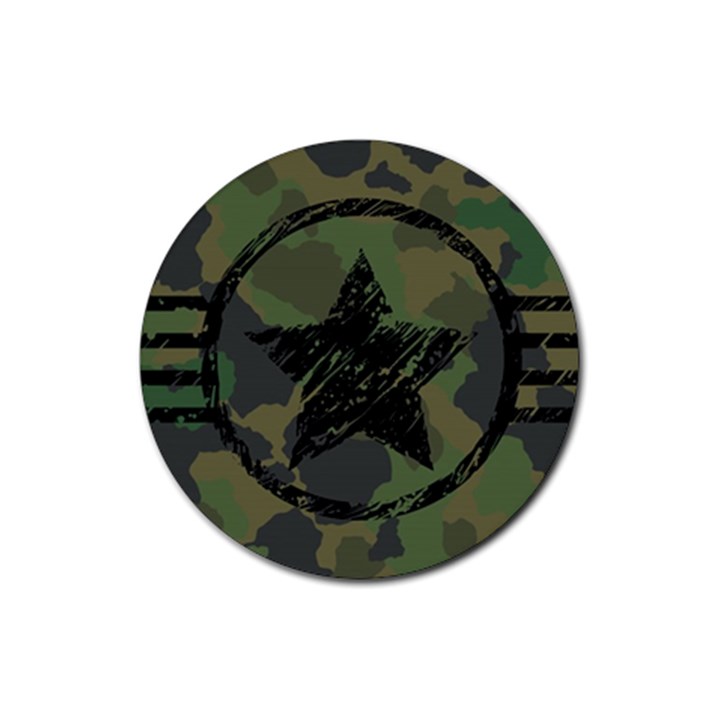 Military-camouflage-design Rubber Round Coaster (4 pack)