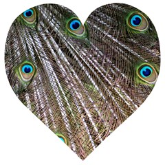 Peacock-feathers-pattern-colorful Wooden Puzzle Heart by Amaryn4rt