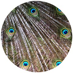 Peacock-feathers-pattern-colorful Wooden Puzzle Round by Amaryn4rt