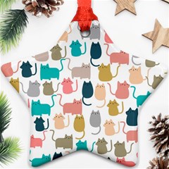 Cute-seamless-pattern-happy-kitty-kitten-cat Ornament (star) by Amaryn4rt