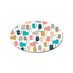 Cute-seamless-pattern-happy-kitty-kitten-cat Sticker Oval (10 Pack) by Amaryn4rt