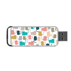 Cute-seamless-pattern-happy-kitty-kitten-cat Portable Usb Flash (two Sides) by Amaryn4rt