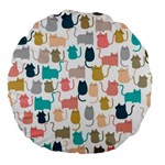 Cute-seamless-pattern-happy-kitty-kitten-cat Large 18  Premium Flano Round Cushions Front