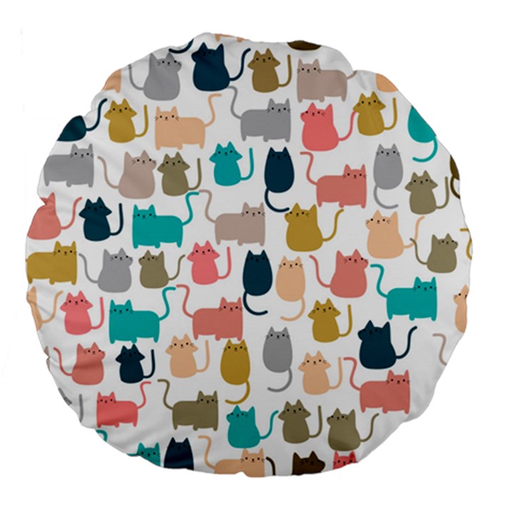 Cute-seamless-pattern-happy-kitty-kitten-cat Large 18  Premium Flano Round Cushions