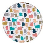 Cute-seamless-pattern-happy-kitty-kitten-cat Round Glass Fridge Magnet (4 pack) Front