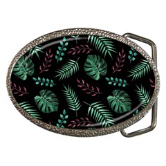 Abstract-seamless-pattern-with-tropical-leaves-hand-draw-texture-vector Belt Buckles by Amaryn4rt