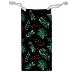 Abstract-seamless-pattern-with-tropical-leaves-hand-draw-texture-vector Jewelry Bag by Amaryn4rt