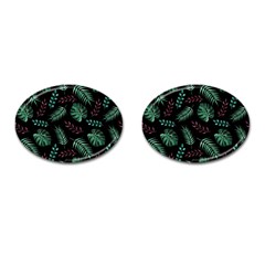 Abstract-seamless-pattern-with-tropical-leaves-hand-draw-texture-vector Cufflinks (oval) by Amaryn4rt