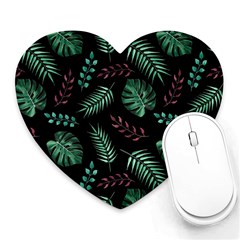 Abstract-seamless-pattern-with-tropical-leaves-hand-draw-texture-vector Heart Mousepad by Amaryn4rt