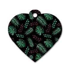 Abstract-seamless-pattern-with-tropical-leaves-hand-draw-texture-vector Dog Tag Heart (one Side) by Amaryn4rt