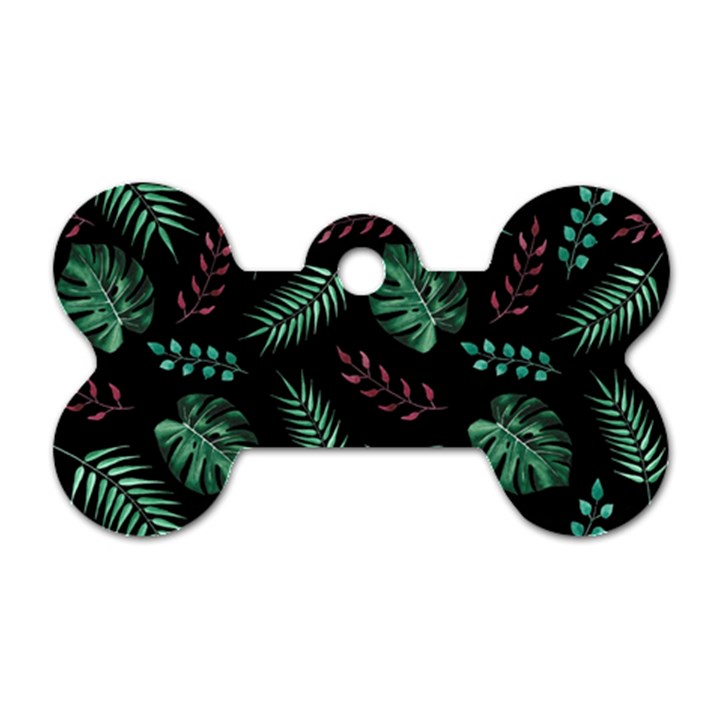 Abstract-seamless-pattern-with-tropical-leaves-hand-draw-texture-vector Dog Tag Bone (One Side)