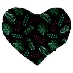 Abstract-seamless-pattern-with-tropical-leaves-hand-draw-texture-vector Large 19  Premium Heart Shape Cushions by Amaryn4rt