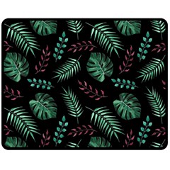 Abstract-seamless-pattern-with-tropical-leaves-hand-draw-texture-vector Two Sides Fleece Blanket (medium) by Amaryn4rt