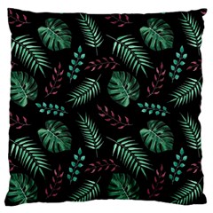 Abstract-seamless-pattern-with-tropical-leaves-hand-draw-texture-vector Large Premium Plush Fleece Cushion Case (one Side) by Amaryn4rt