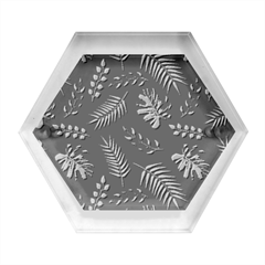 Abstract-seamless-pattern-with-tropical-leaves-hand-draw-texture-vector Hexagon Wood Jewelry Box by Amaryn4rt