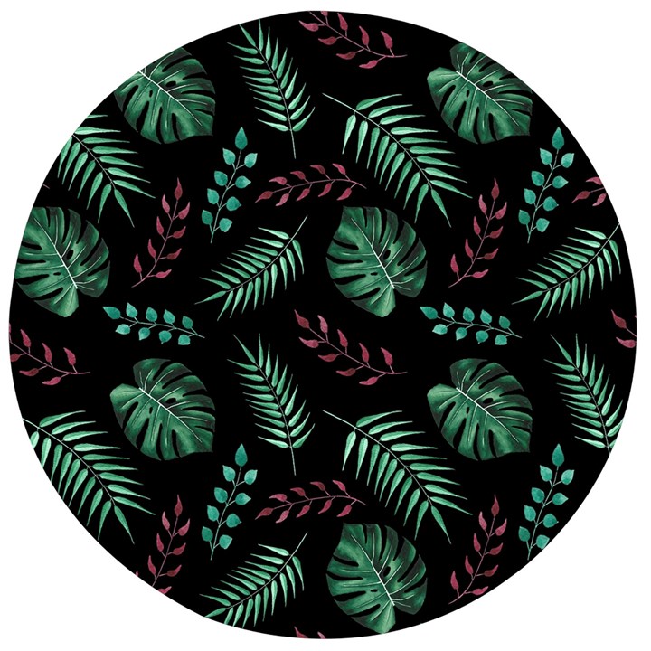 Abstract-seamless-pattern-with-tropical-leaves-hand-draw-texture-vector Wooden Bottle Opener (Round)